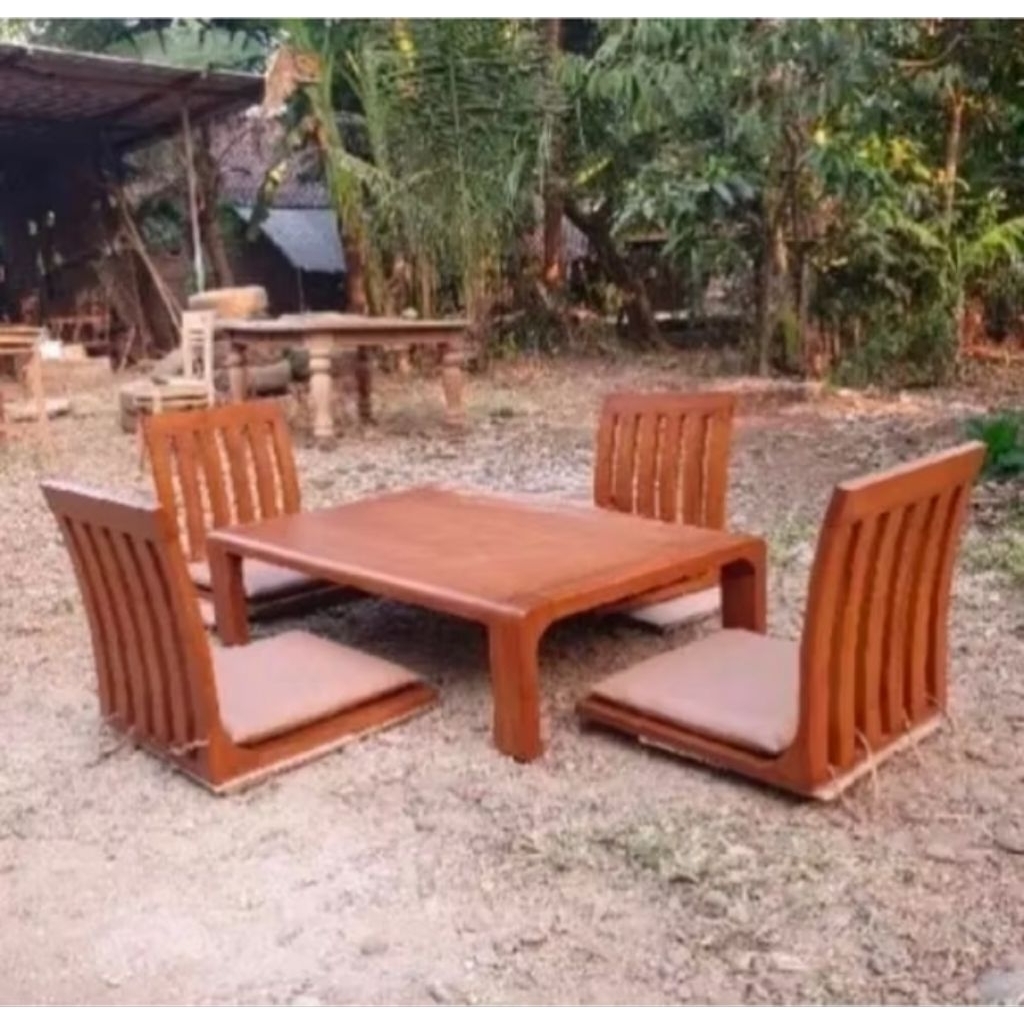 Set Meja Makan Lesehan Minimalis Kayu Jati Set Meja Makan Lesehan Kayu Jati