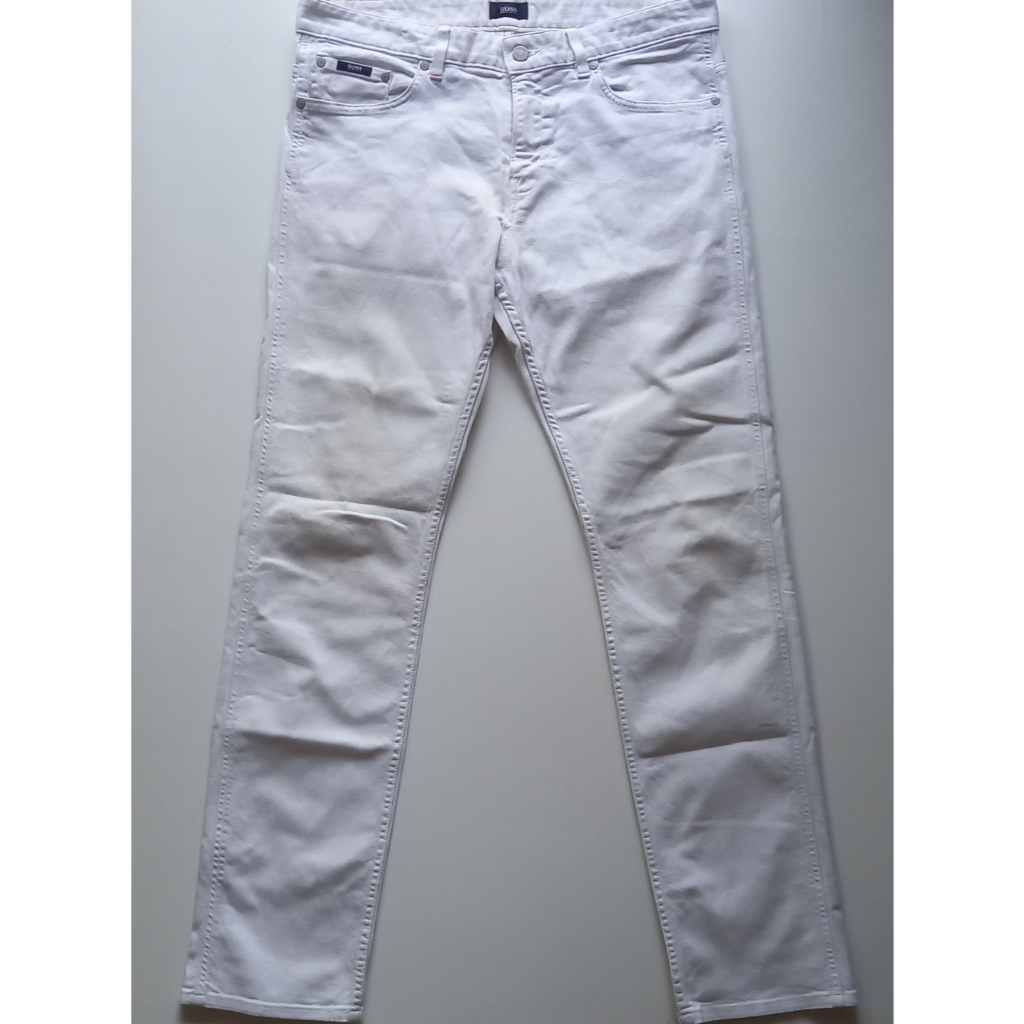 HUGO BOSS Delaware 1-10 Slim Fit Stretch Denim 5-Pocket White Celana Panjang Jeans Pria