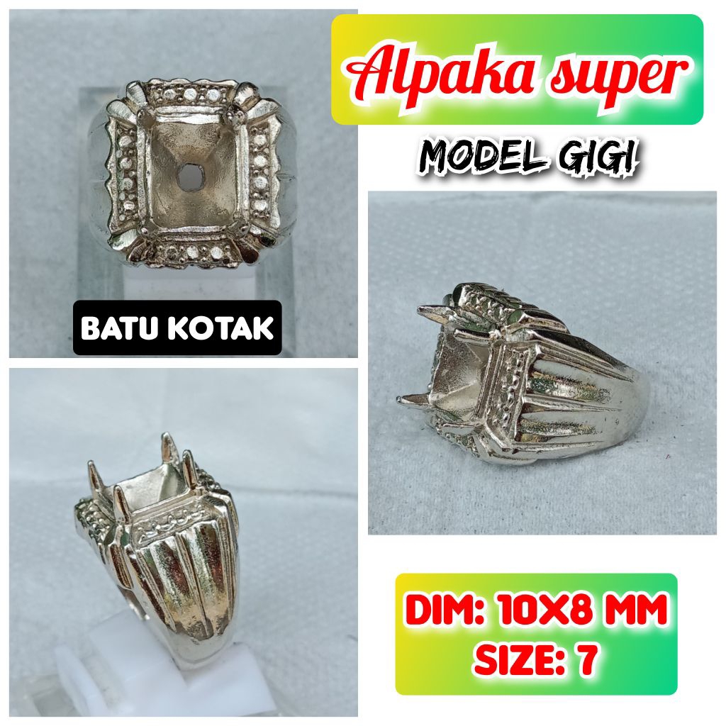 cincin emban batu akik dan permata alpaka super model batu kotak.23
