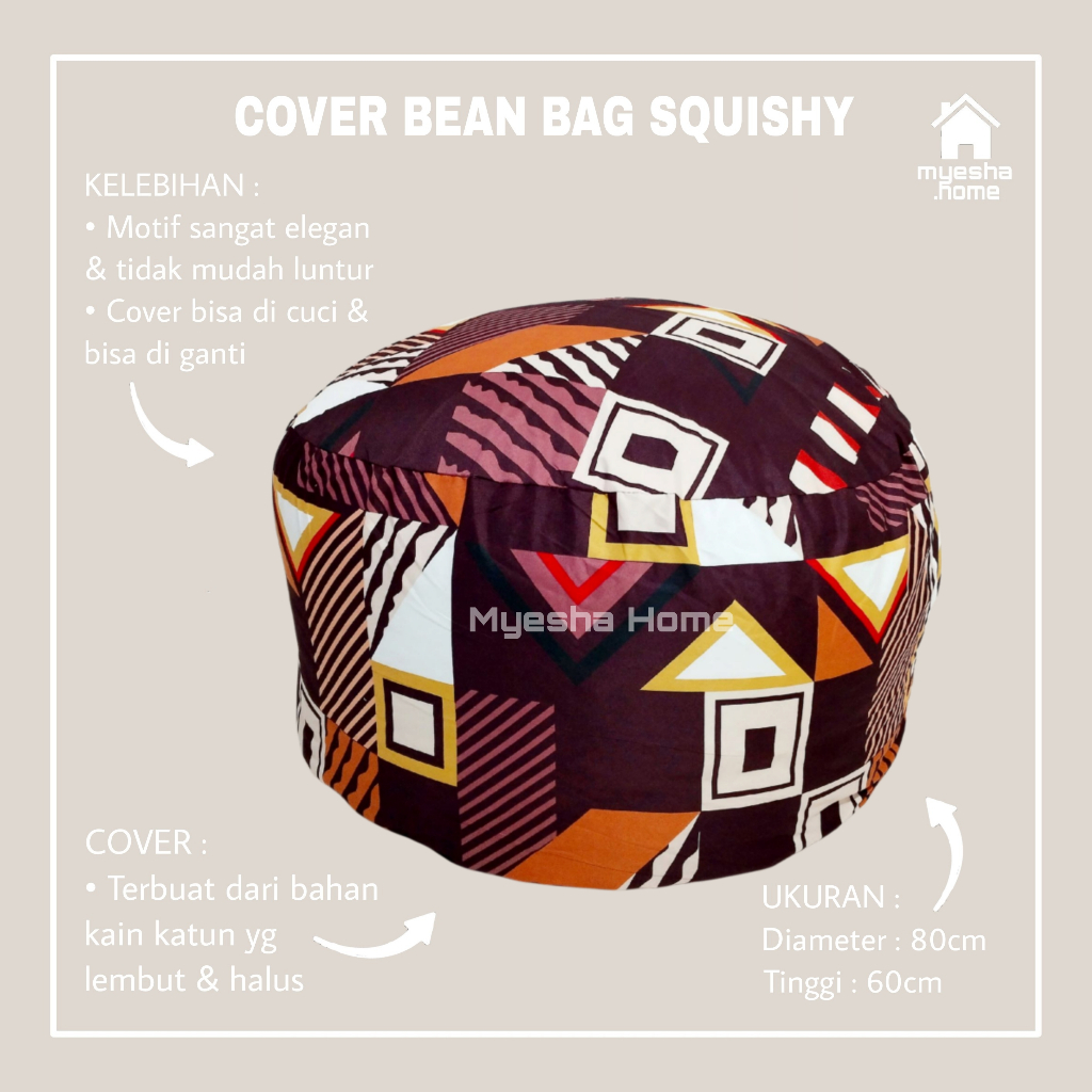 Cover Sofa Bean Bag Squishy / Sarung Sofa Bean Bag Bulat CBS62