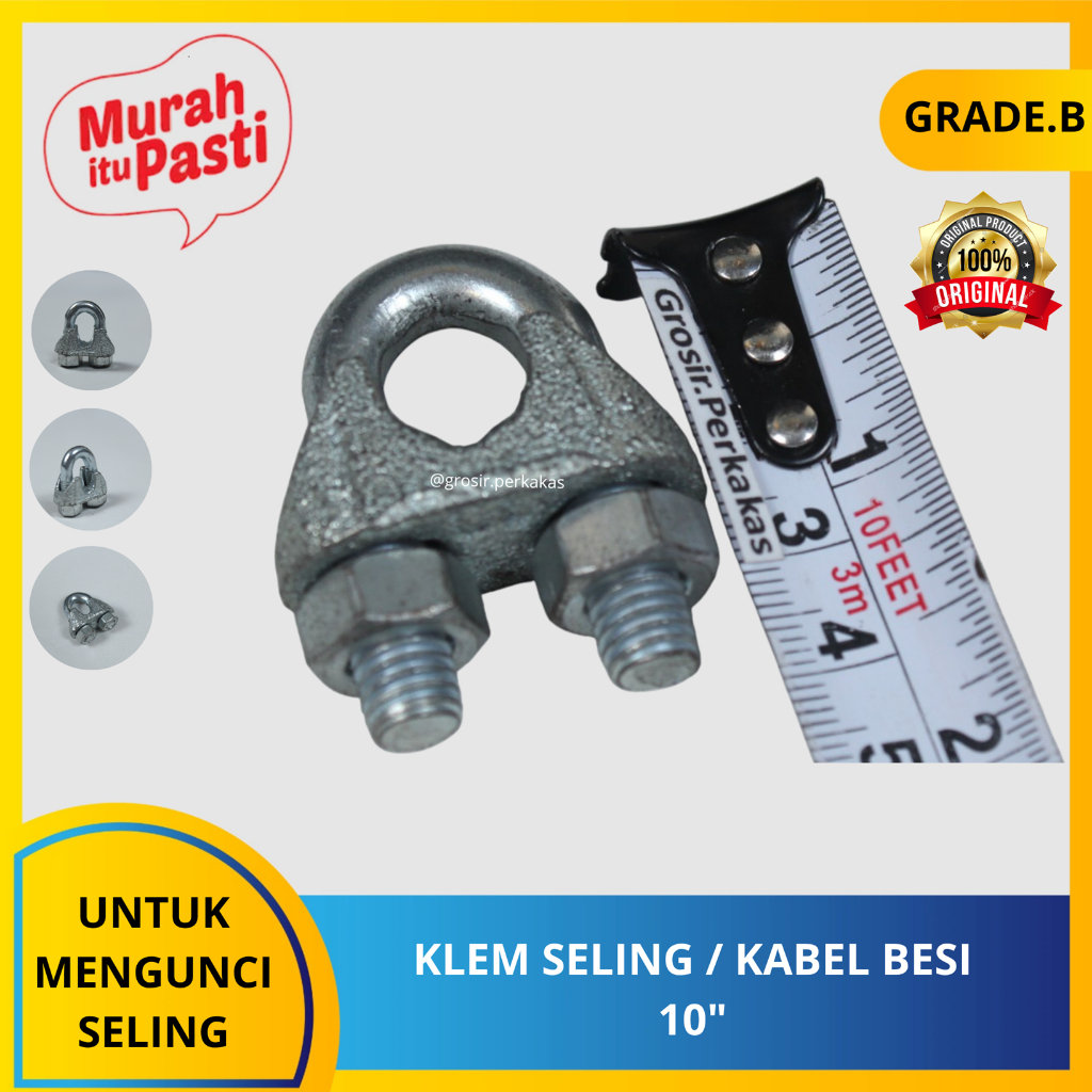 KLEM SELING / KABEL BESI 10" Wire Rope Clip / Kuku Macan Galv 10mm.[B][#KLEM KABEL BESI/KLEM SELING]