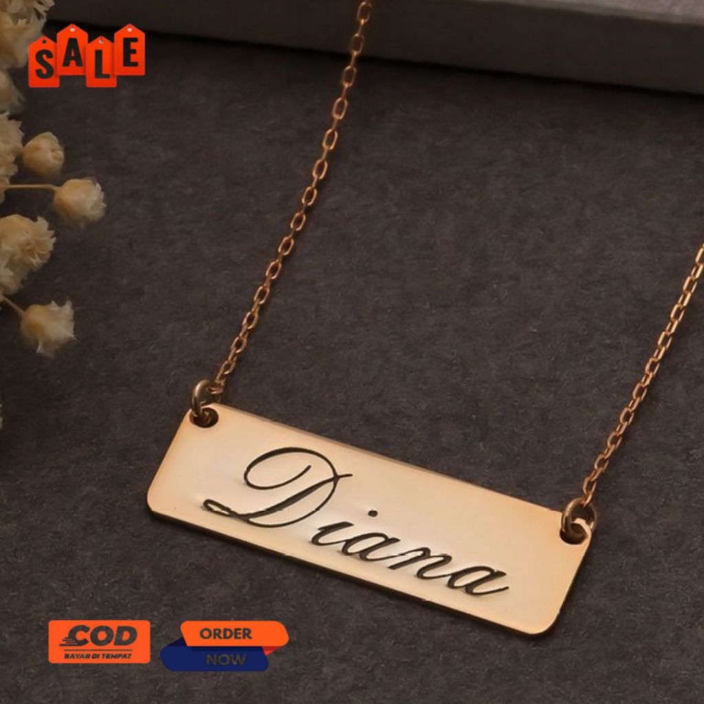 Kalung Titanium Anak remaja Dewasa costum Nama gold silver