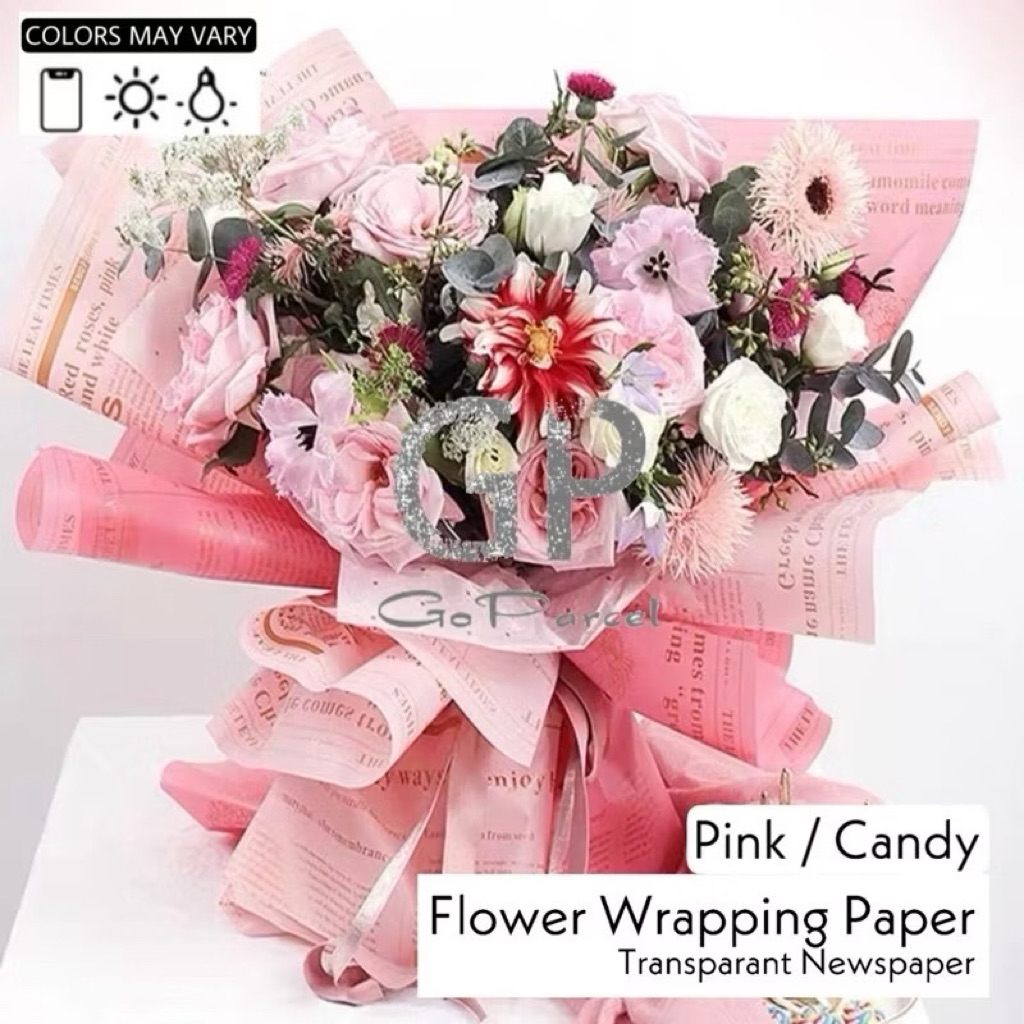 

( 5 Lembar ) TRANSLUCENT BICOLOR NEWSPAPER - FLOWER WRAPPING COLOR PAPER CELLOPHANE BUNGA BUKET