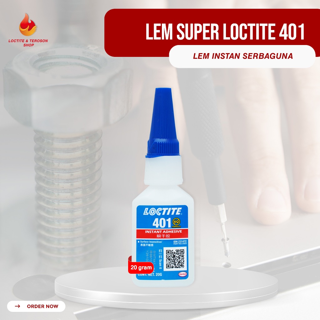 

LEM TERKUAT UNTUK BESI PLASTIK KAIN KAYU SERBAGUNA LOCTITE 401 20GR WARNA BENING