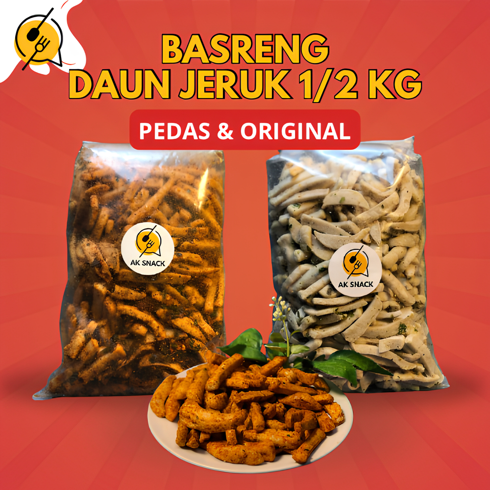 

TERLARIS!!! BASRENG PEDAS/ORI DAUN JERUK AKSNACK - 1/2 KG