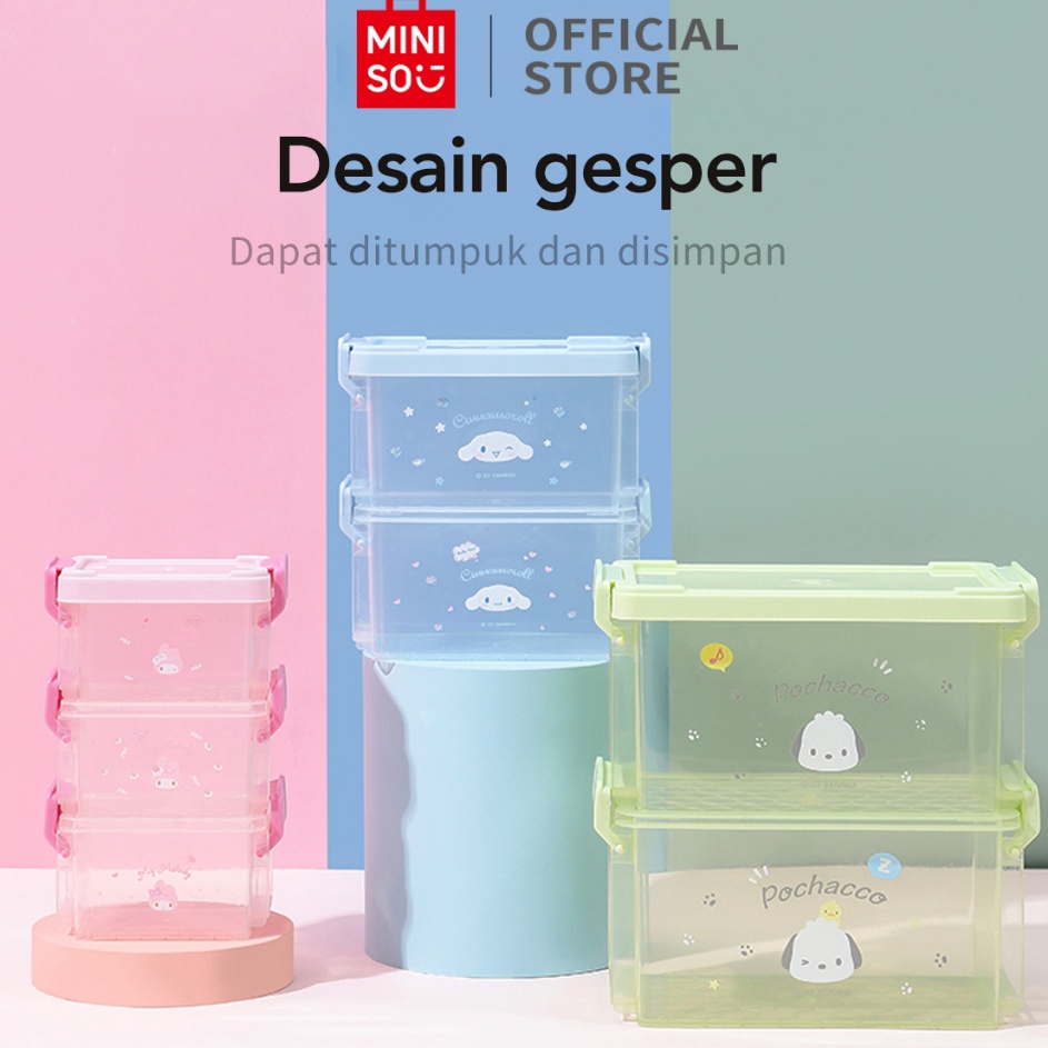 Miniso Sanrio Characters Storage Box Lantai Tiga Storage Box Kotak Penyimpanan Serbaguna Penyimpanan