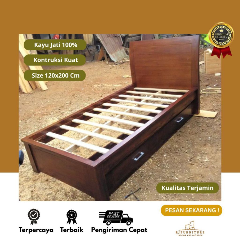 Dipan Frame Tempat Tidur Single Jati Minimalis