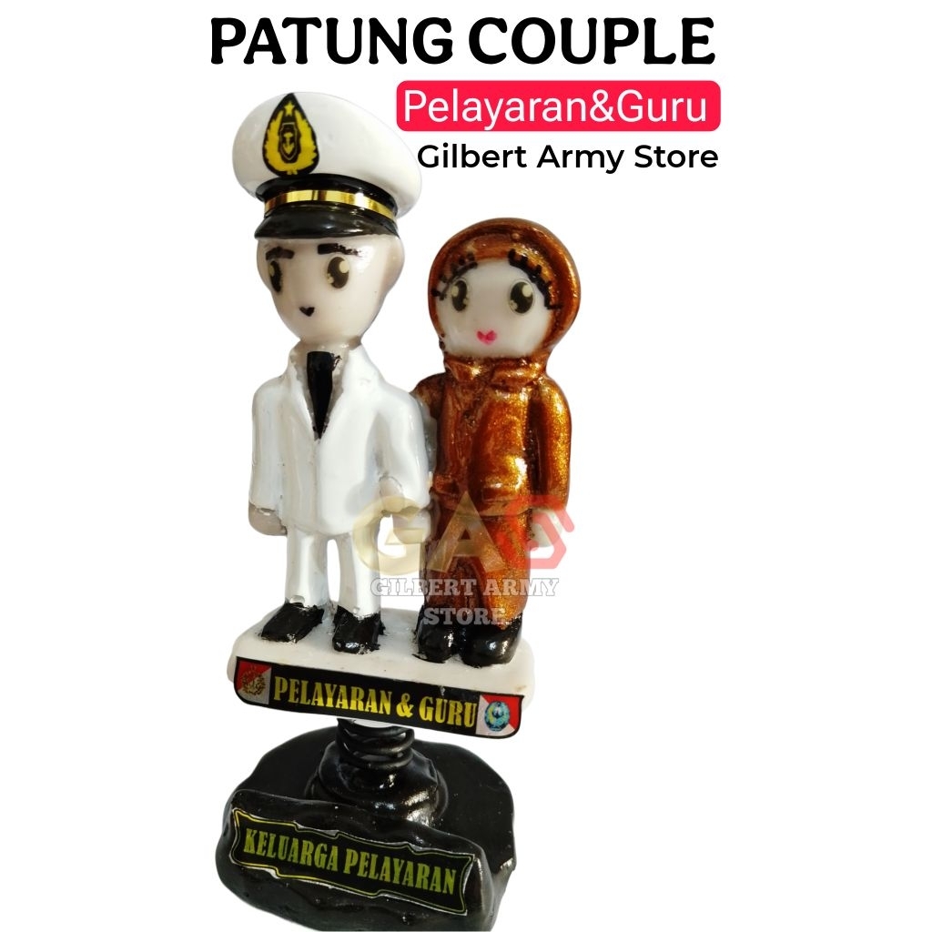 Miniatur Patung Couple TNI Pelayaran Guru Pasangan pajangan dashboard mobil unik Lucu GILBERT ARMY S
