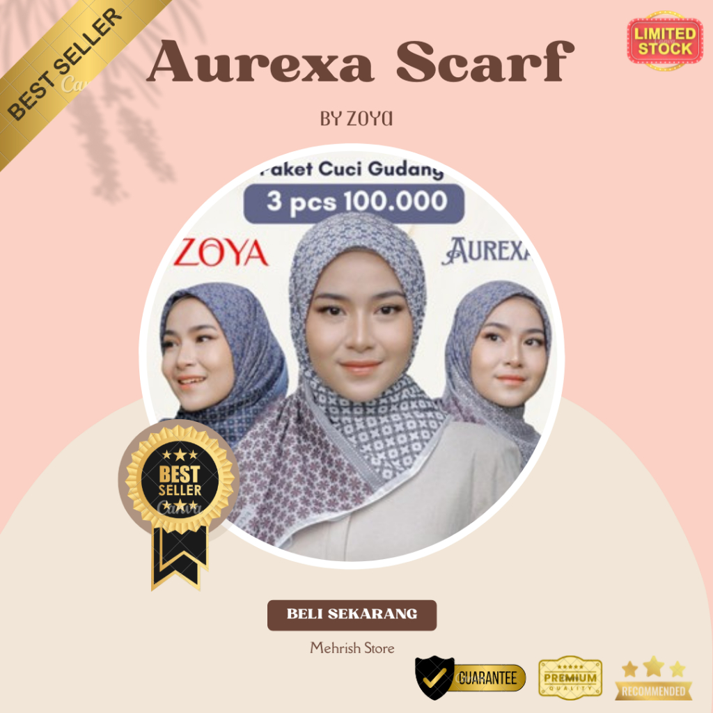 CUCI GUDANG AURENXA ScarfZoya - Kerudung Hijab Segi Empat Scarves Motif Voal Printing Promo Diskon B