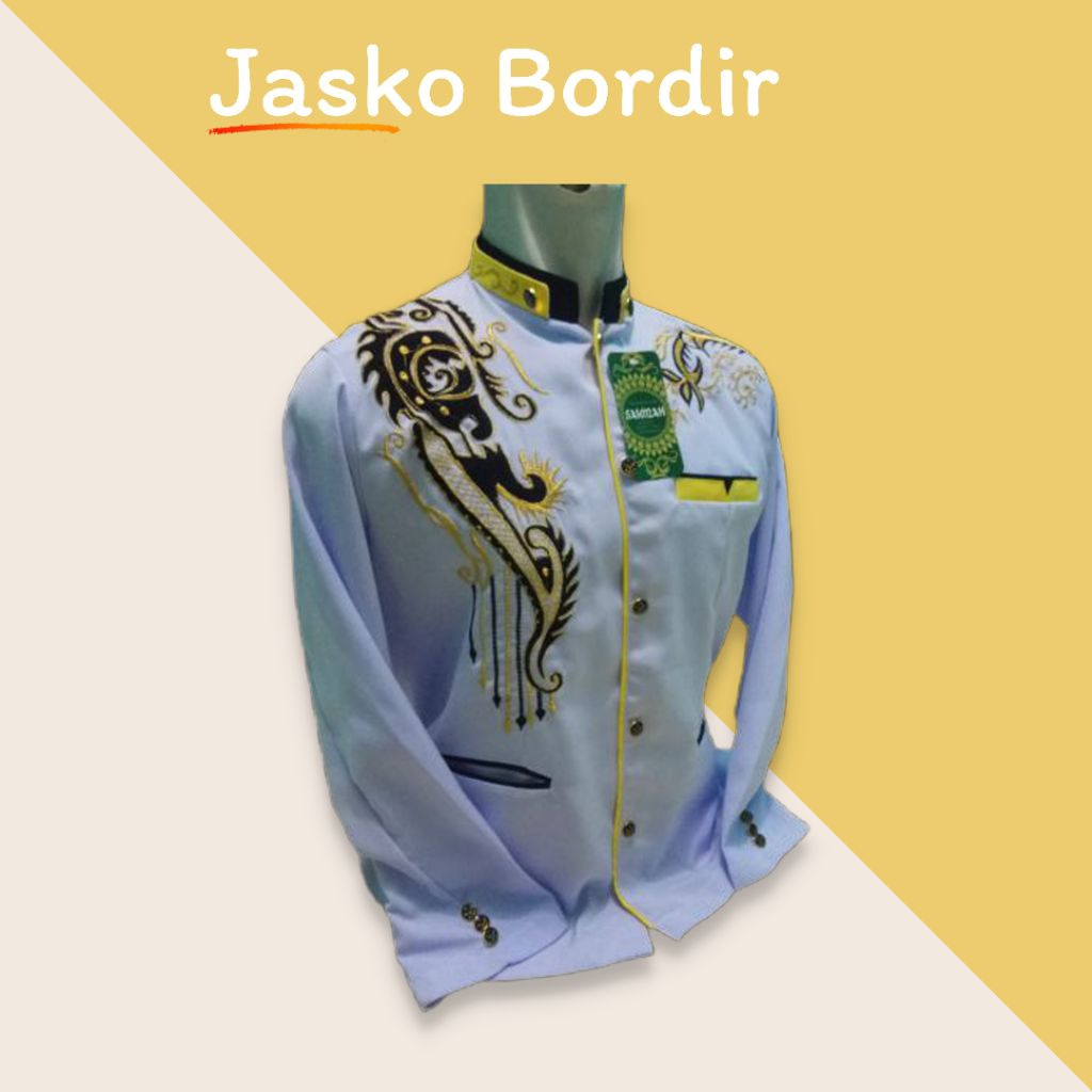 JASKO PUTIH LIS KUNING  JASCO BORDIR JASCO POLOS JASSKOKO KOKO PAKAIAN PRIA