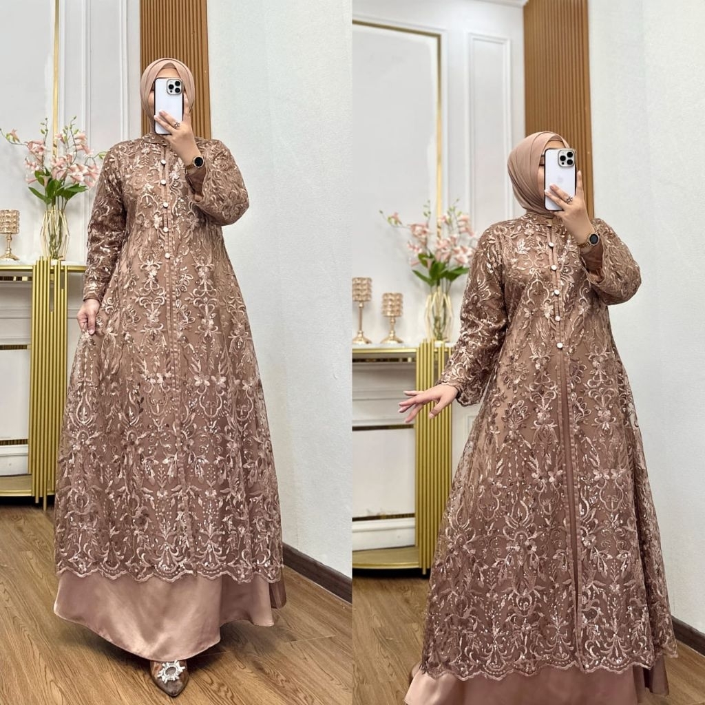 Kanz sayari Drees(inner+Auter)Drees kondangan/Gamis burkat /Gamis pesta