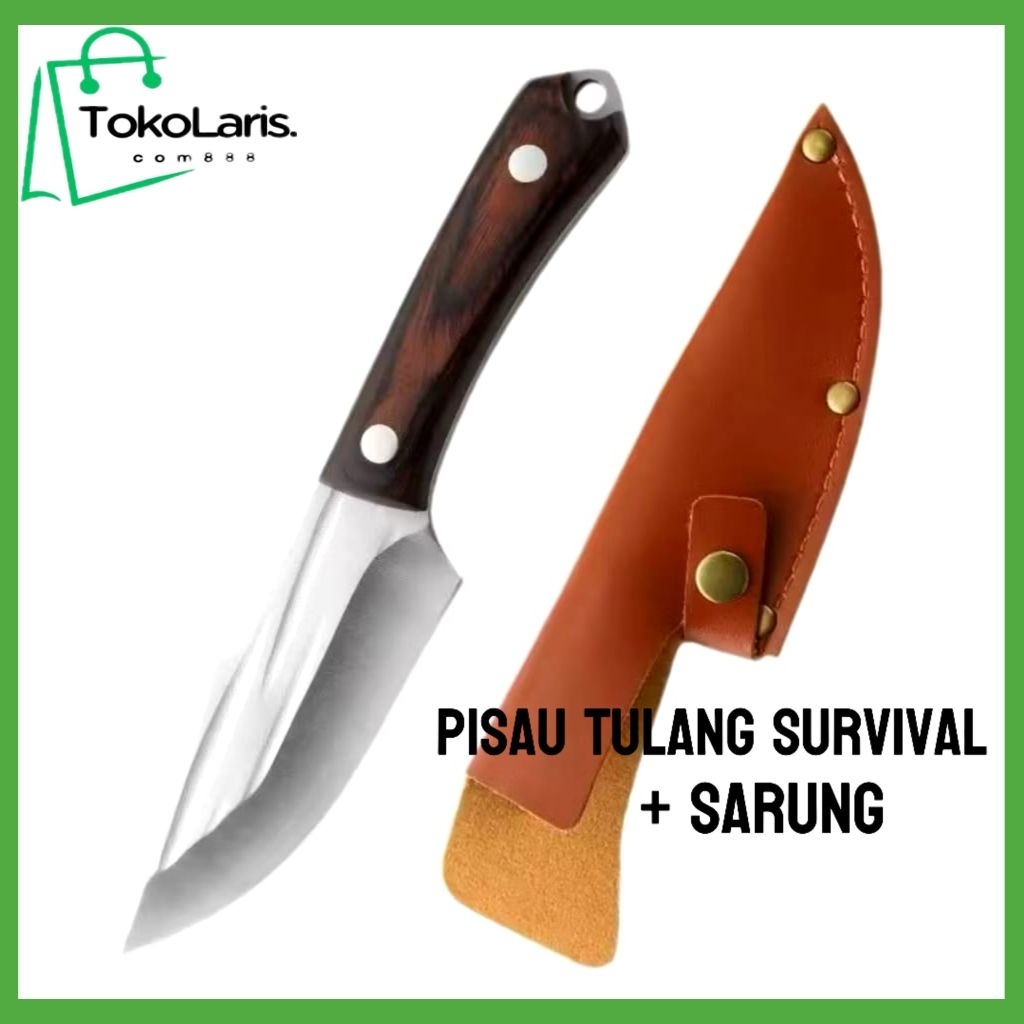Pisau Tulang Survival+Sarung/Pisau Daging Survival Super Tajam Serbaguna