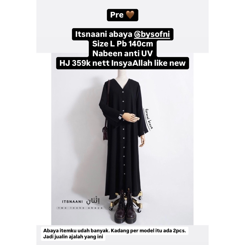 Itsnaani abaya bysofni warna black anti uv