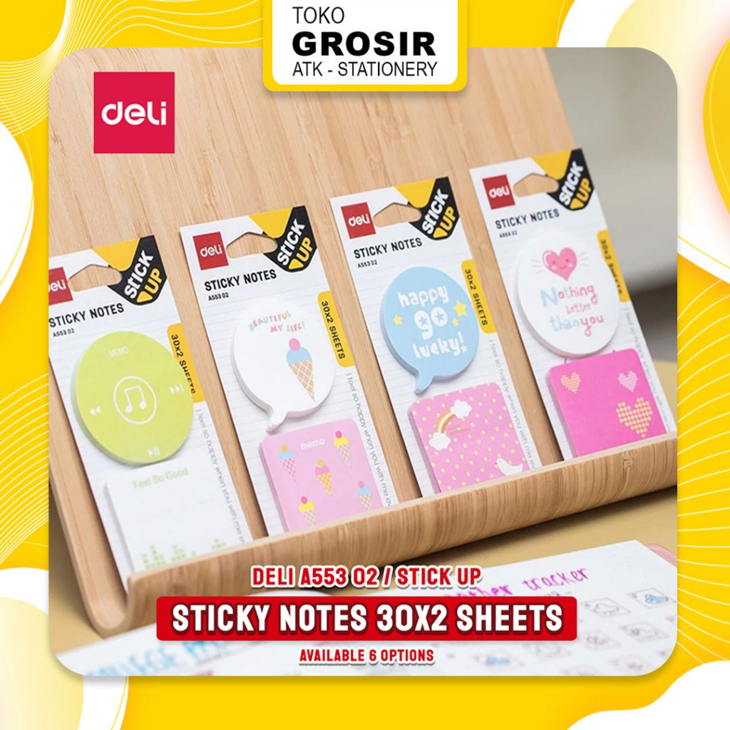 

Deli STICKY NOTES A553 2x30lembar / Memo Tempel EA55302 / Stick Up Lucu Soft Colour