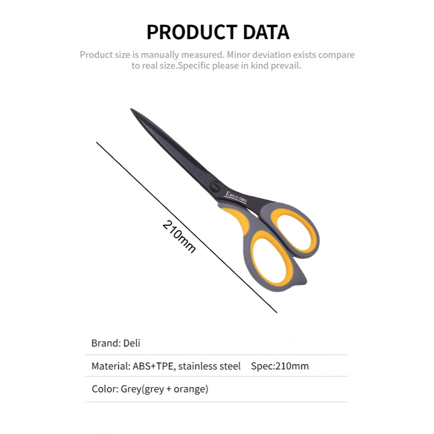 

RB Deli Gunting hitam Gunting anti lengket 210mm Soft handle Scissors