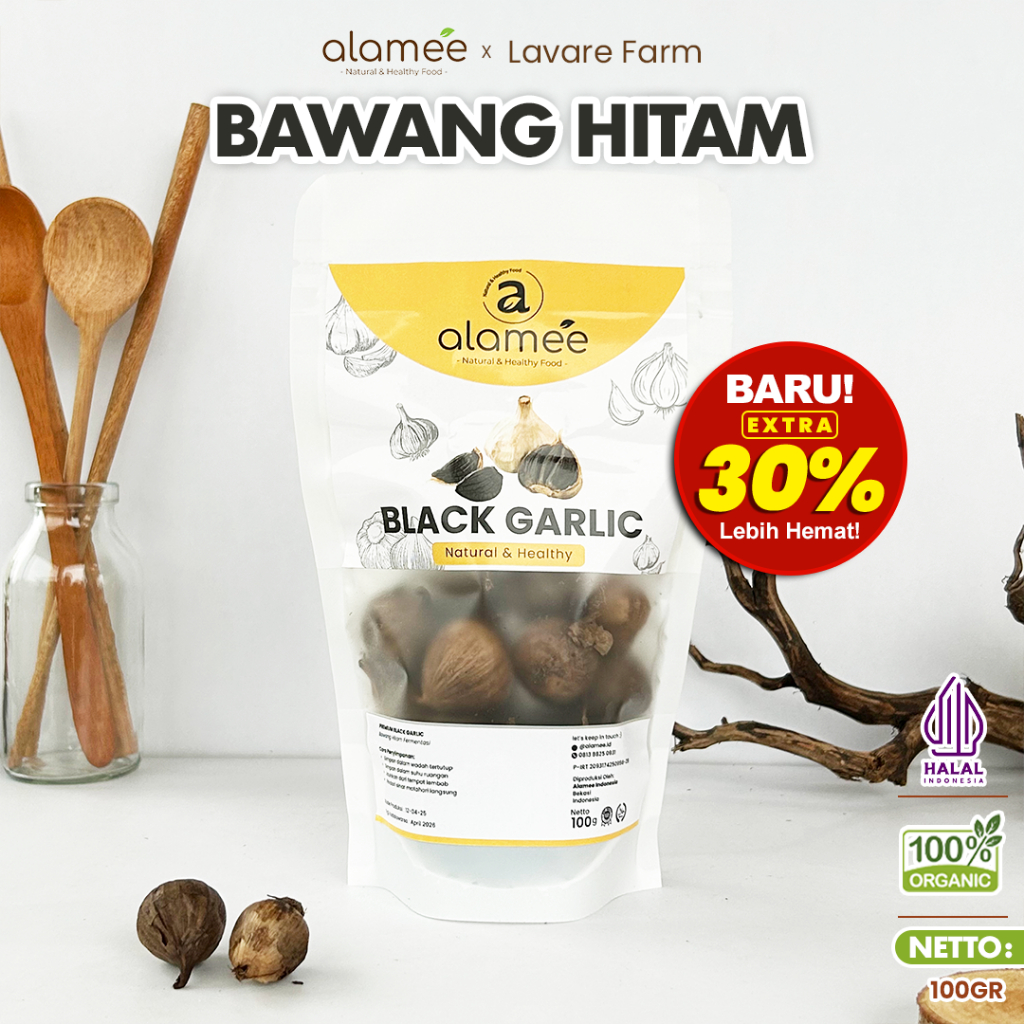 

Bawang Hitam Tunggal Black Garlic 100gr Lanang Herbal Alami Natural Premium Bawang Hitam Premium 100Gram