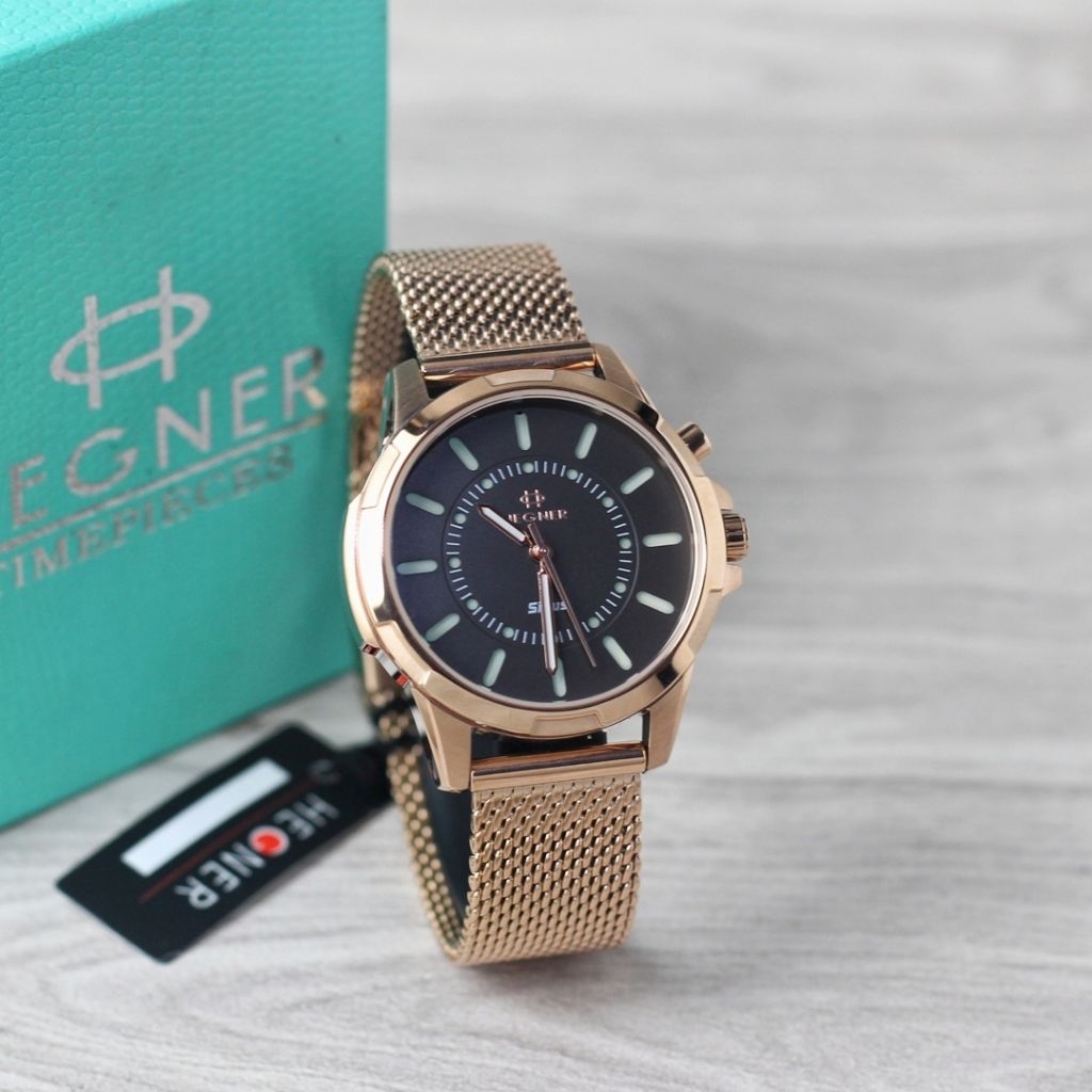 Hegner 1652 hegner sirius lampu dial jam tangan wanita casual rantai pasir stainless steel water res