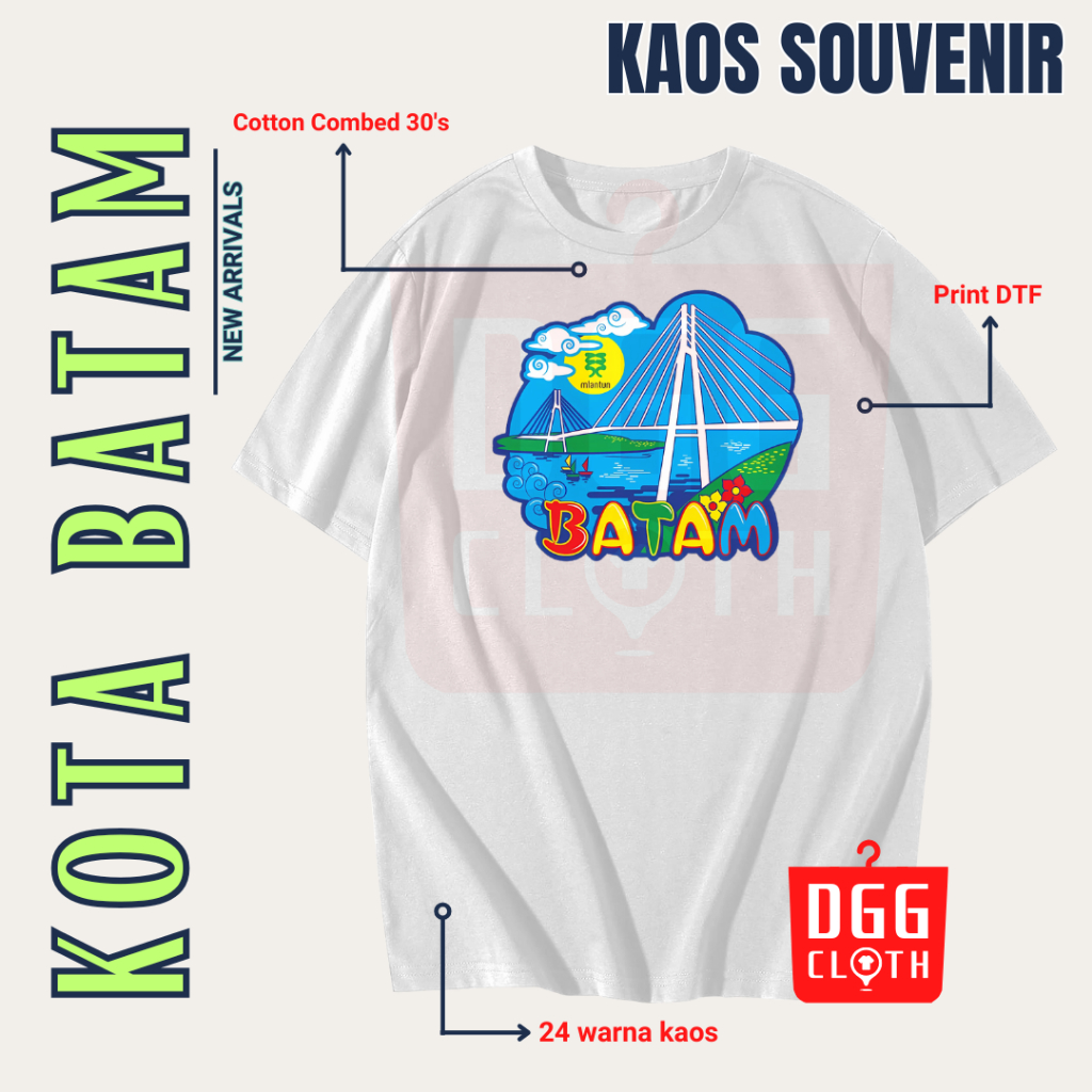 DGG Kaos Oleh-Oleh Batam White Tshirt Baju Souvenir Indonesia Dewasa Anak Type 1