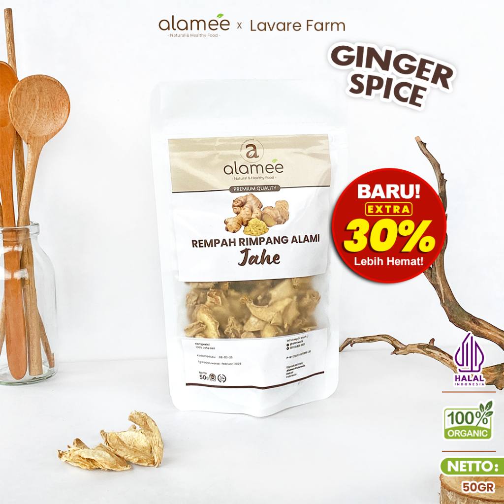 

ALAMEE Jahe Kering Iris Dried Ginger Rempah Rimpang Organik Alami Bumbu Masakan Masak Organic 50g BUMA