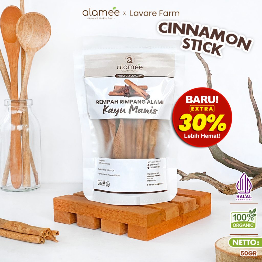 

ALAMEE Kayu Manis Batang Cinnamon Stick Rempah Rimpang Organik Alami Bumbu Masak Dapur Seasoning 50g BUMA