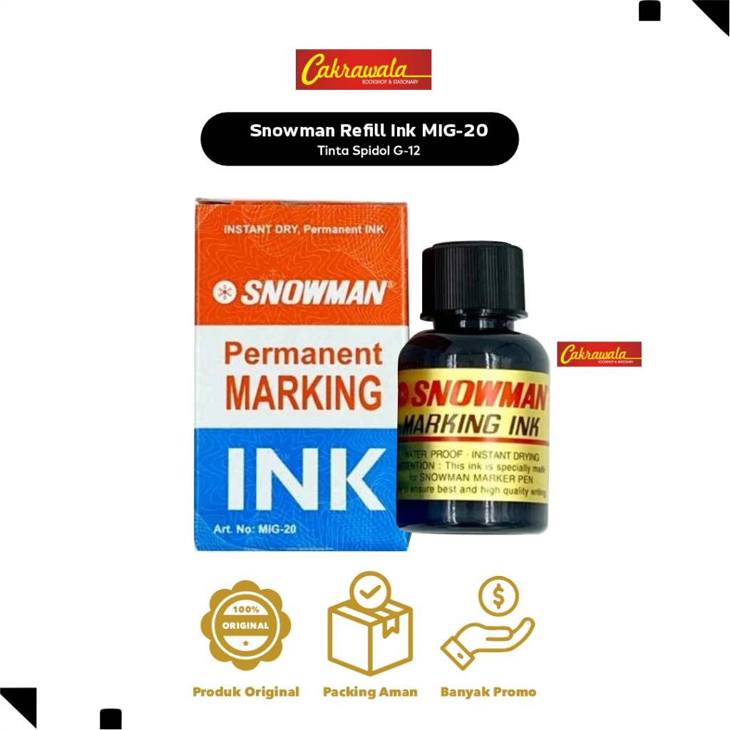 

SNOWMAN Refill Spidol Permanent G-12 | Tinta Isi Ulang Spidol Permanen | Untuk Marker Snowman