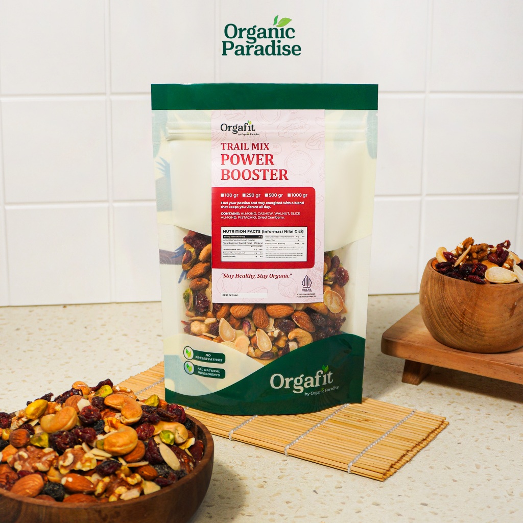 

Trail Mix Nut Power Booster 1 Kg / Kacang Mix Nut variant Power Booster 1 Kg Organic Paradise