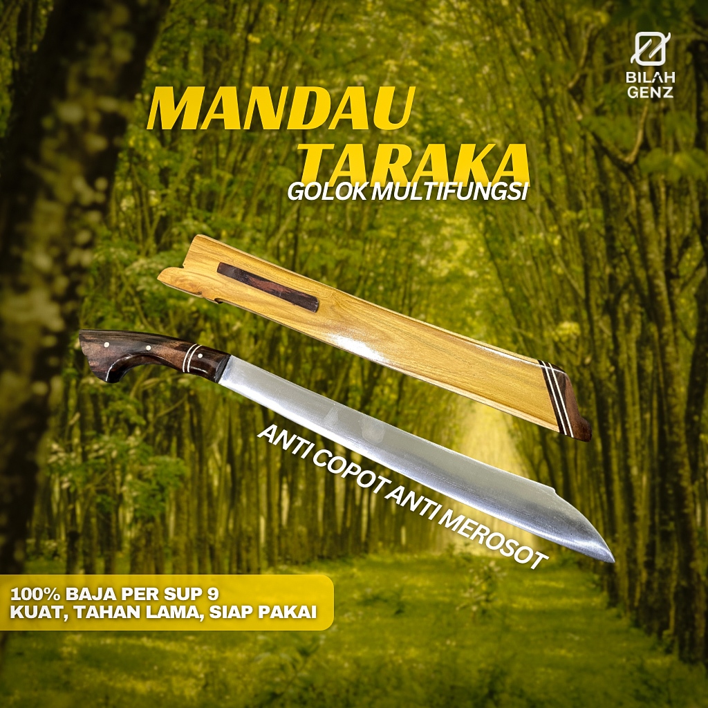 Bilah GenZ - Golok Mandau Taraka - 100% Baja Per Berkualitas Untuk Tebas Kayu Bambu & Babat Hutan