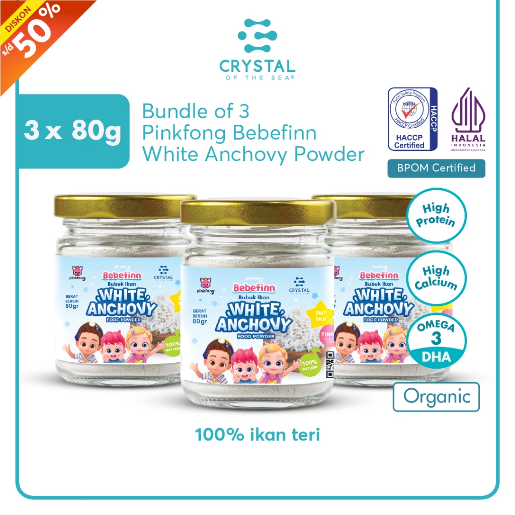 

Crystal of the Sea - (Bundle of 3 box 80GR) White Anchovy Powder / Bubuk Ikan Teri Nasi / Whitebait