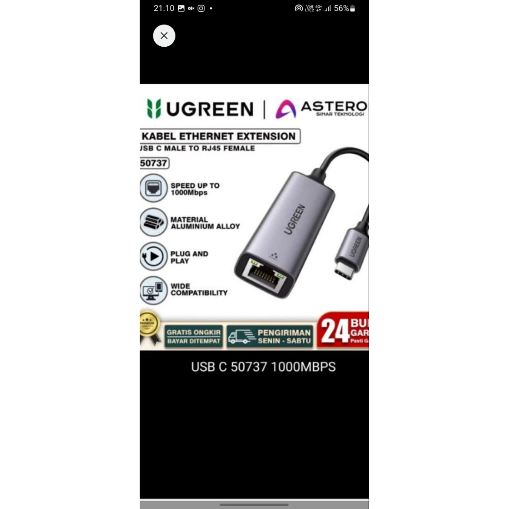 USB C TO GIGABIT ETHERNET ADAPTER