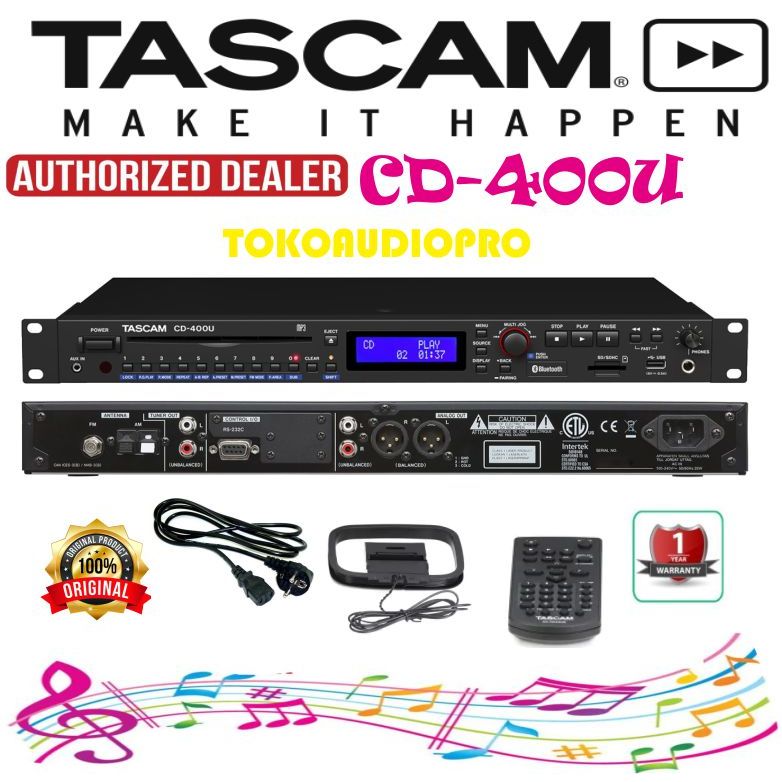 Tascam CD-400U CD / SD / USB Player with Bluetooth Tascam CD400U