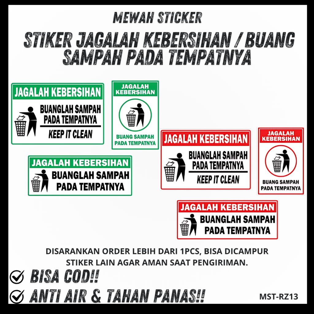 

Stiker Jagalah Kebersihan/Stiker Buang Sampah PadaTempatnya