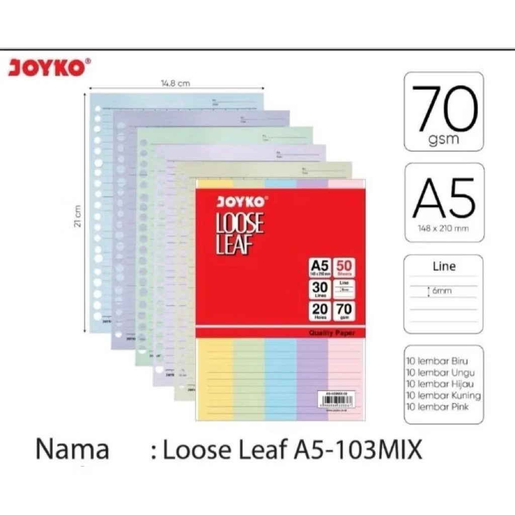 

Loose Leaf Joyko A5-103 Mix (50lbr)