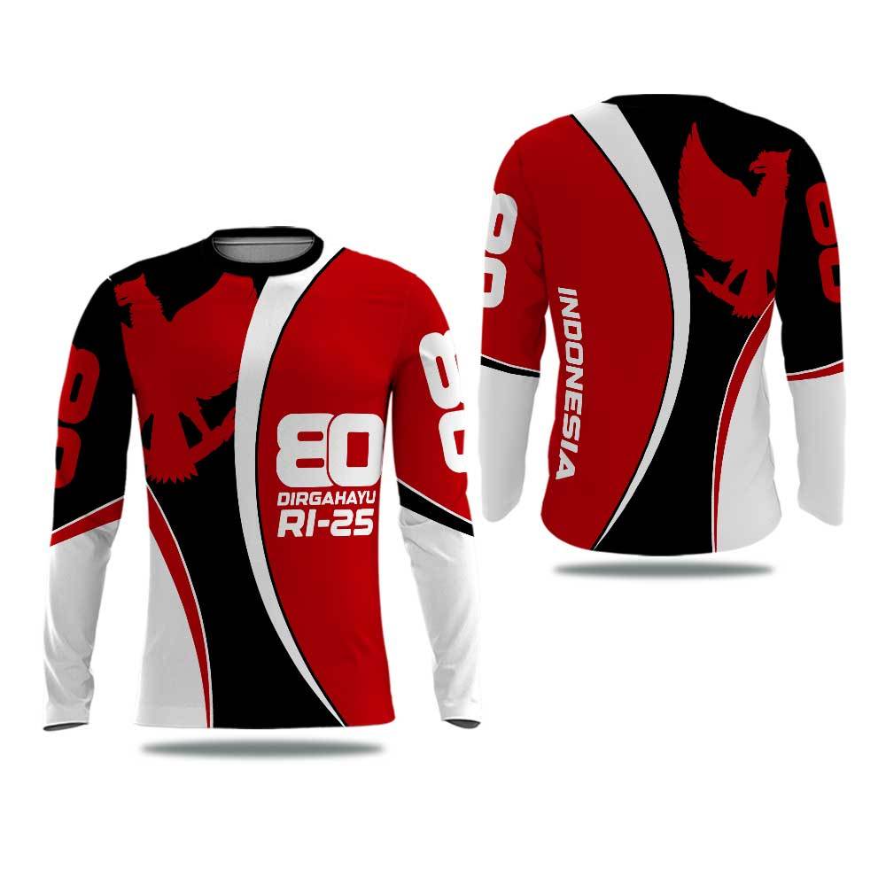 Baju Agustus Lengan Panjang / Kaos Pria 17 Agustus 2025 / Jersey 17 Agustus / Kaos HUT RI 2025 Lenga