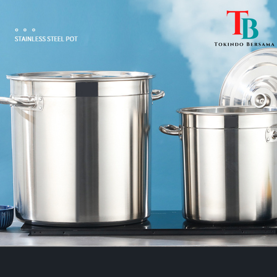 Panci Dandang Stainless Steel Tebal Dandang Bakso Stockpot Ukuran Jumbo