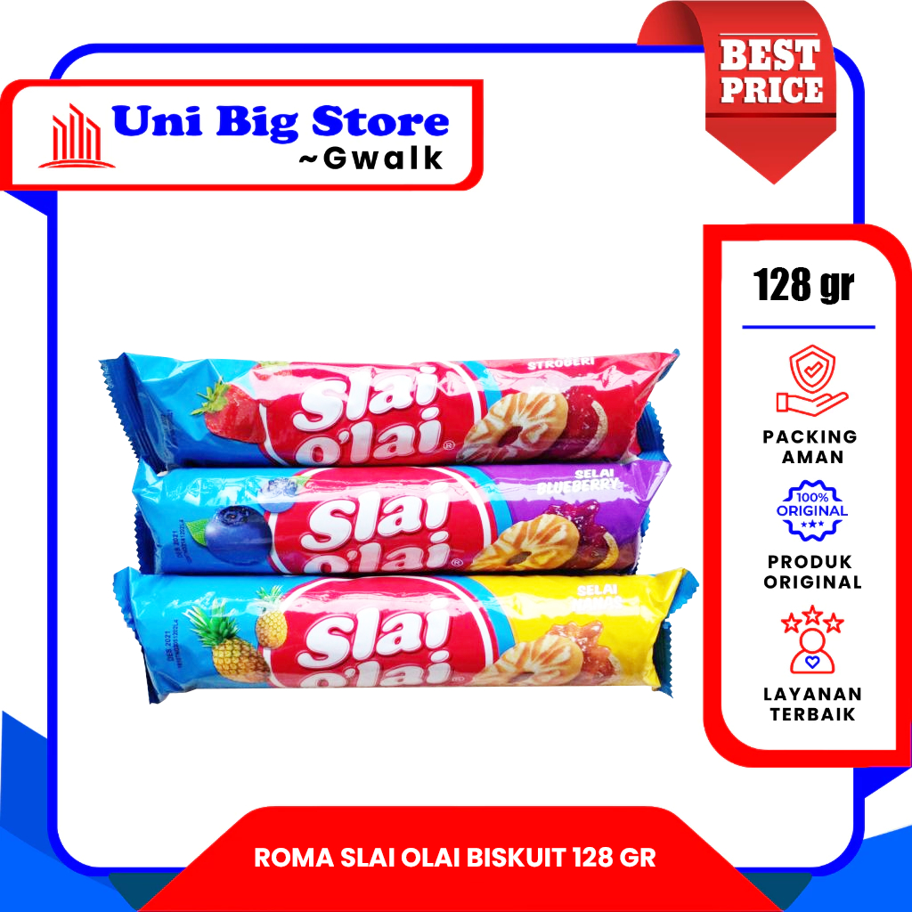 

BISKUIT ROMA SLAI O LAI OLAI ROLL STRAWBERRY - PINEAPPLE - BLUEBERRY - 128 gr