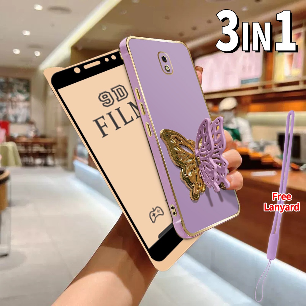 3 in 1 Casing untuk Samsung J7 Pro J7 2017 Case Anti Gores Trendy Softcase dengan Film Keramik dan S