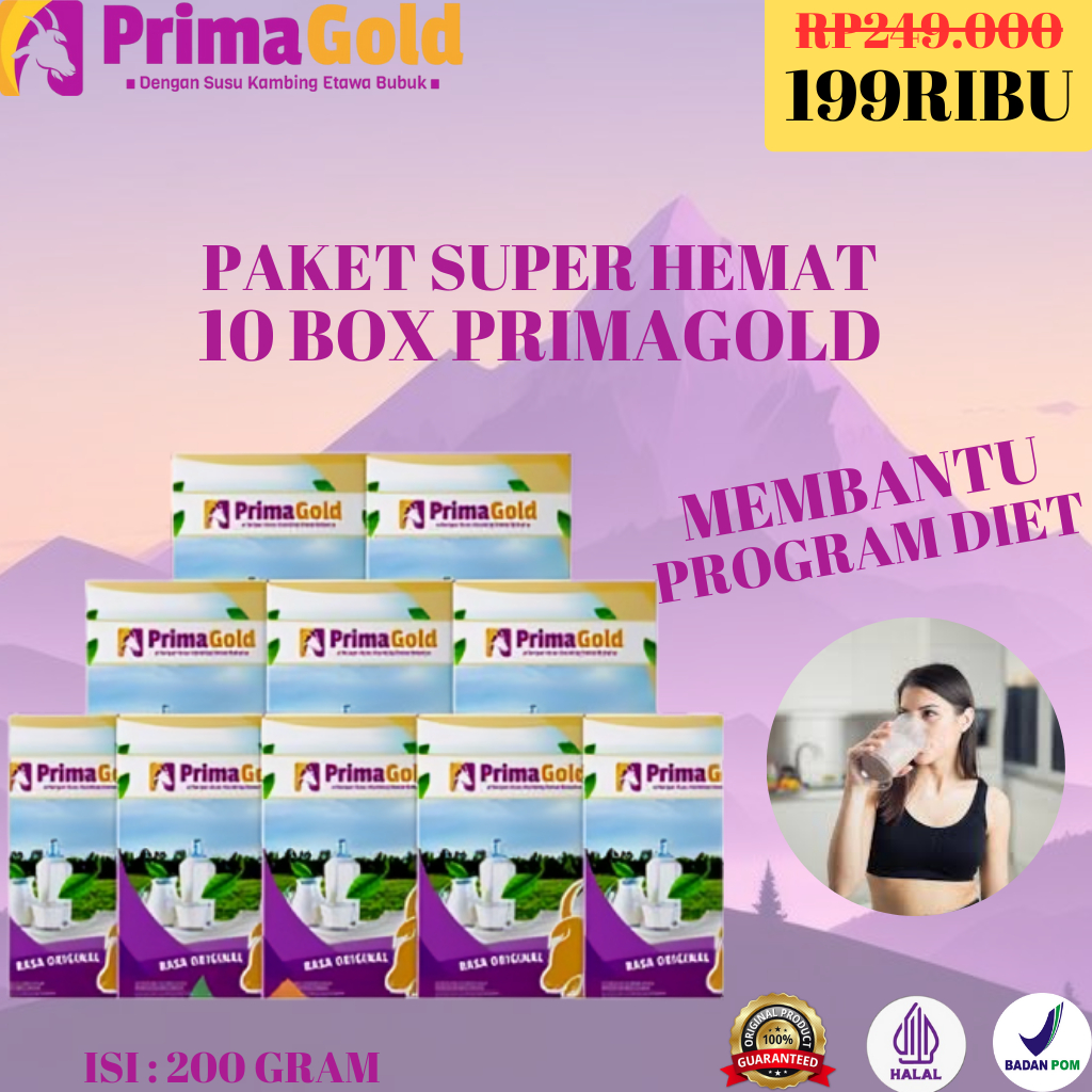 

10 Box Primagold Susu Kambing Etawa Bubuk Tingkatkan Kecerdasan Anak 3+ Perkuat Tulang Antibodi Tubuh