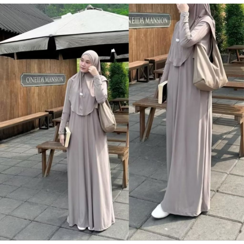 Gamis Set Kerudung Mecca Syar'i Jersey Super Premium