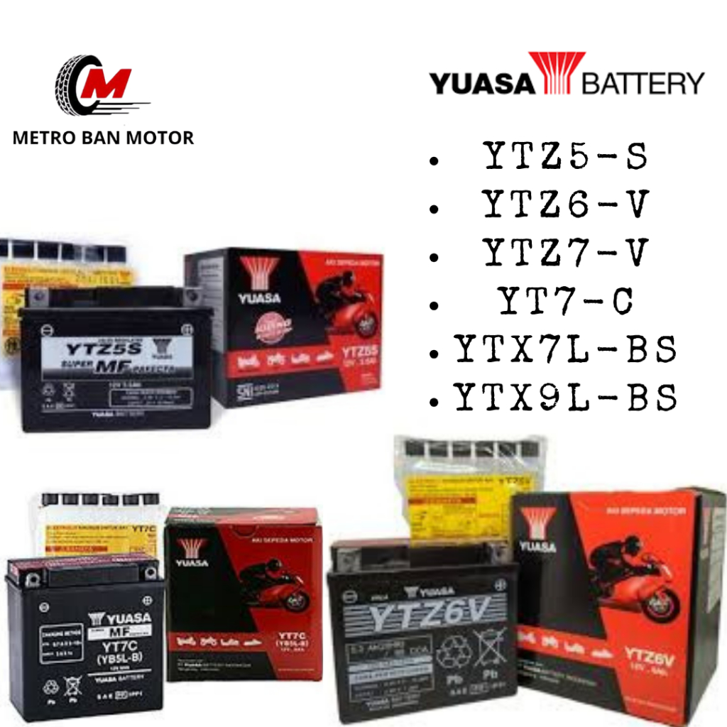 Accu Motor Yuasa  YT7C YTZ5S YTZ6V YTZ7V YTX7L-BS YTX9-BS MF AKI KERING