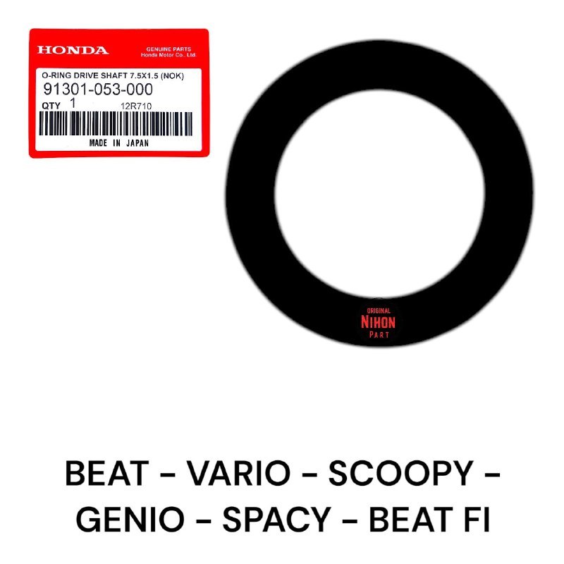 Oring Seal Ujung As Pully Beat / Vario / Scoopy / Genio / Spacy / Beat FI 91301-053-000 NP710
