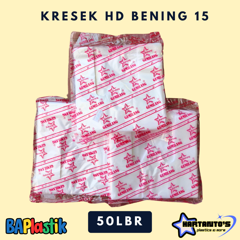 KRESEK GEMILANG MERAH BENING 15X30 KANTONG PLASTIK TRANSPARANT 50 PCS FULL ORI PUTIH BENING