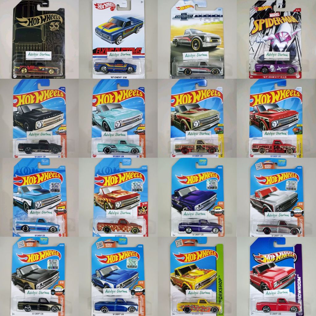hotwheels hot wheels '67 chevy C10 factory sealed short card hw workshop flames showroom hot trucks 