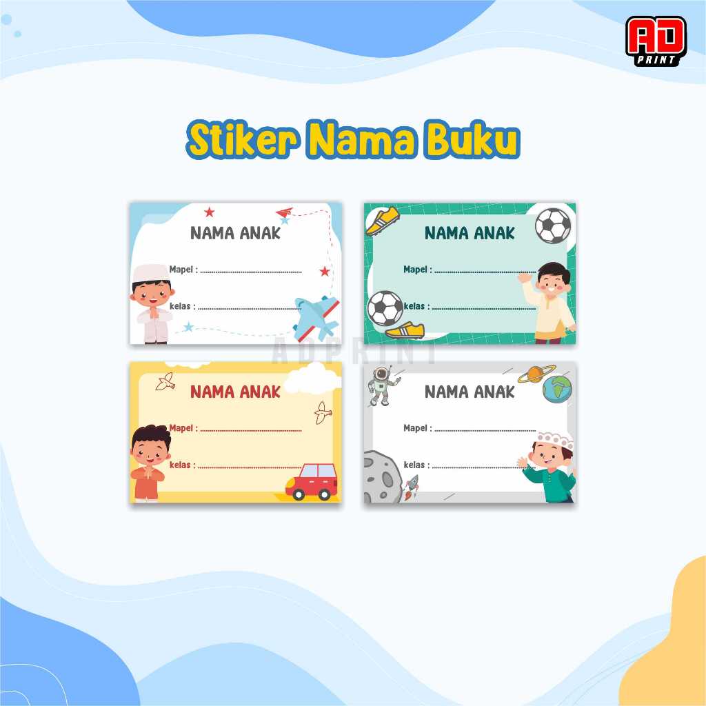 

Stiker label nama buku custom