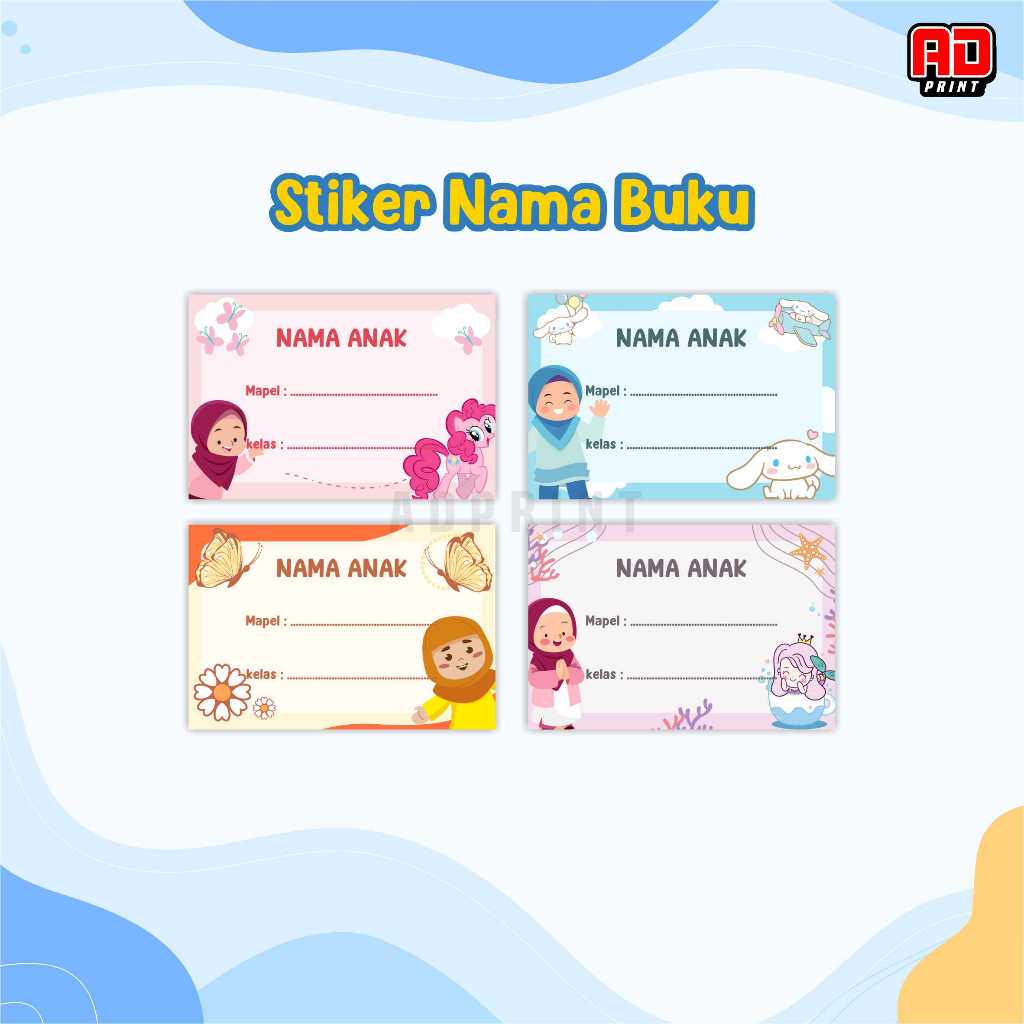 

Stiker label nama buku custom
