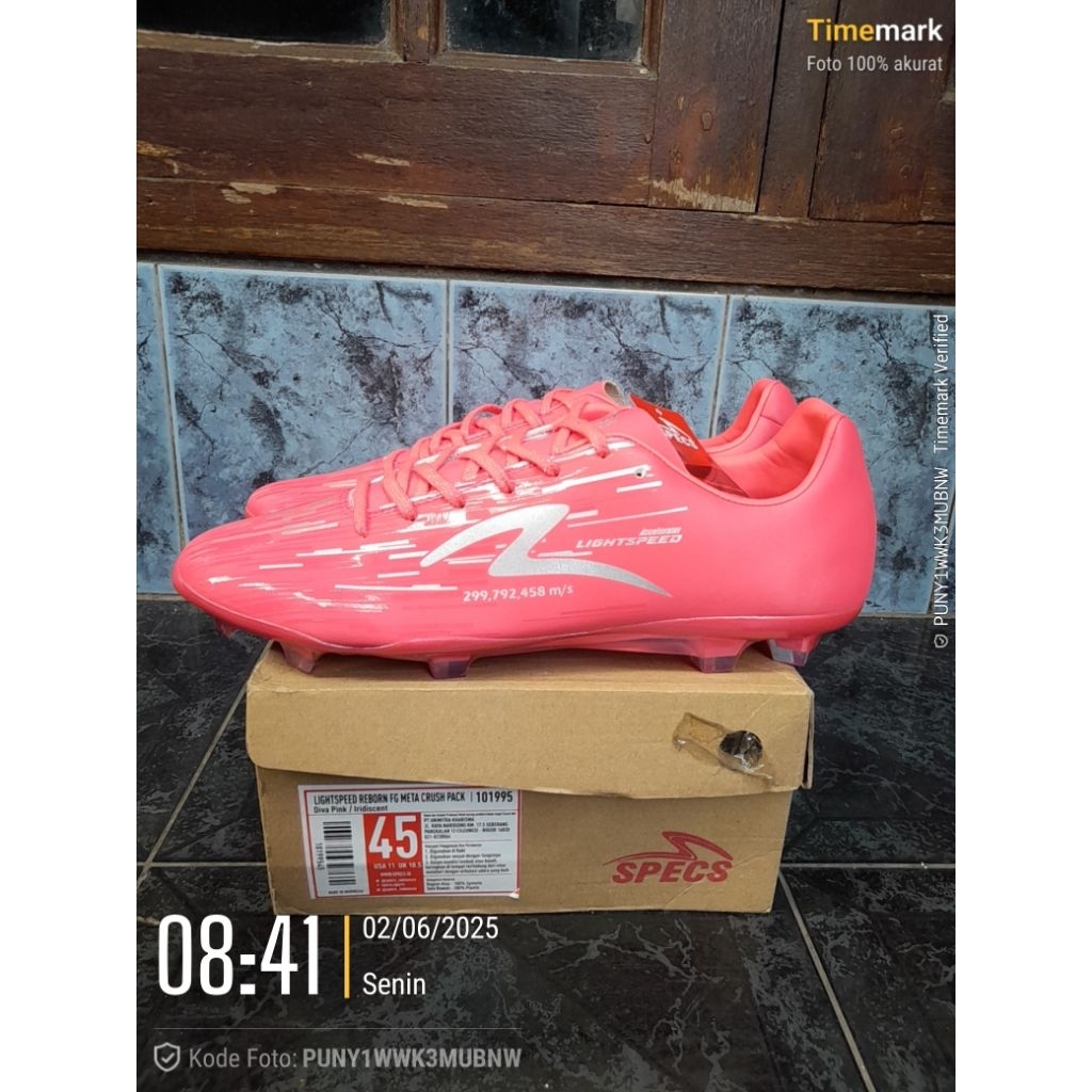Sepatu bola specs lightspeed reborn FG meta crush pack diva pink original size 45