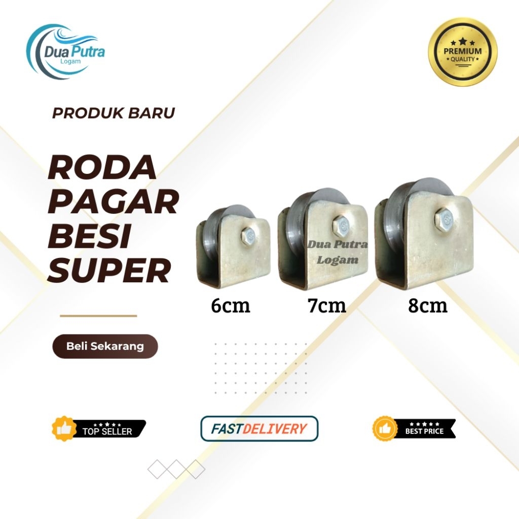 Roda Pagar Pintu Besi Super 6cm, 7cm, 8cm | Roda Pagar besi