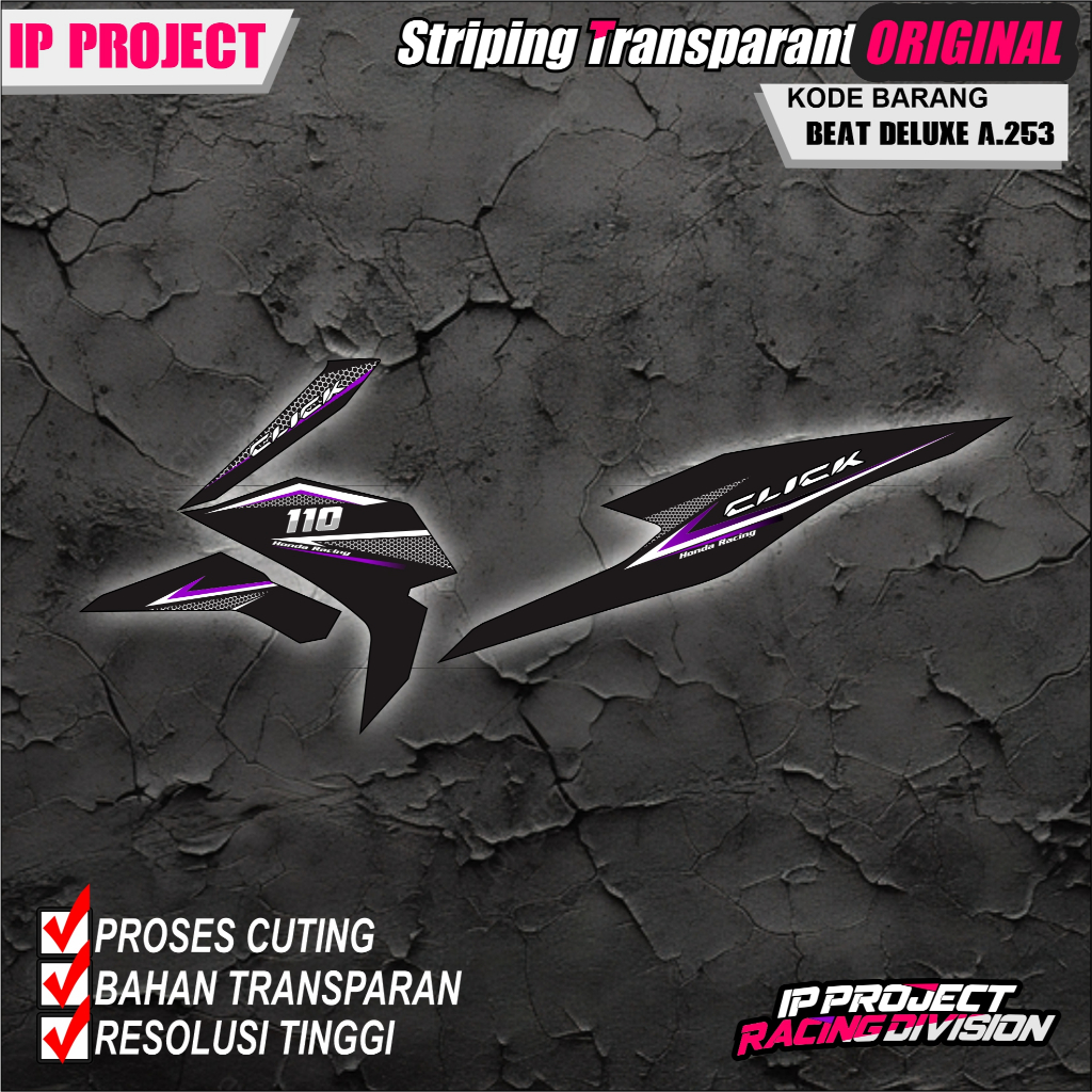 (COD) STIKER STRIPING ORIGINAL MOTOR HONDA BEAT DELUXE 2021-2023  HOLOGRAM DAN TRANSPARAN KODE A.253