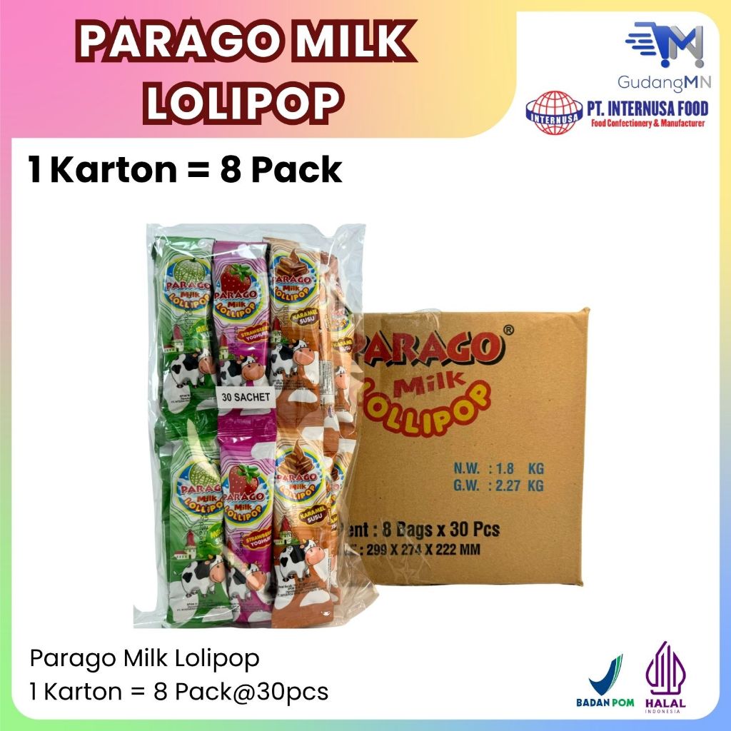 

Permen Parago Milk Lolipop. 1 Karton (8 Pack)
