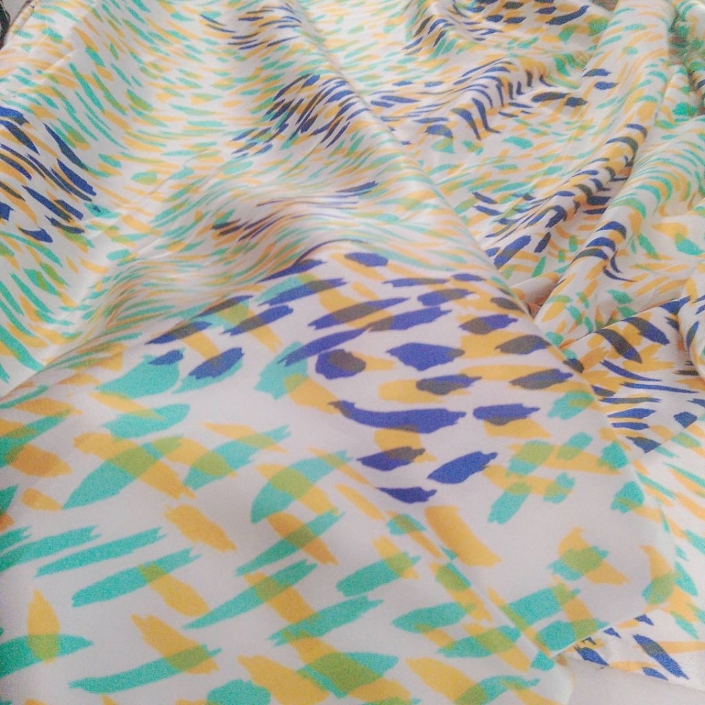 Kain Satin Motif Abstrak Premium - (APT) - Kain Satin Motif - Satin Silk Motif - Kain Satin Luxury -