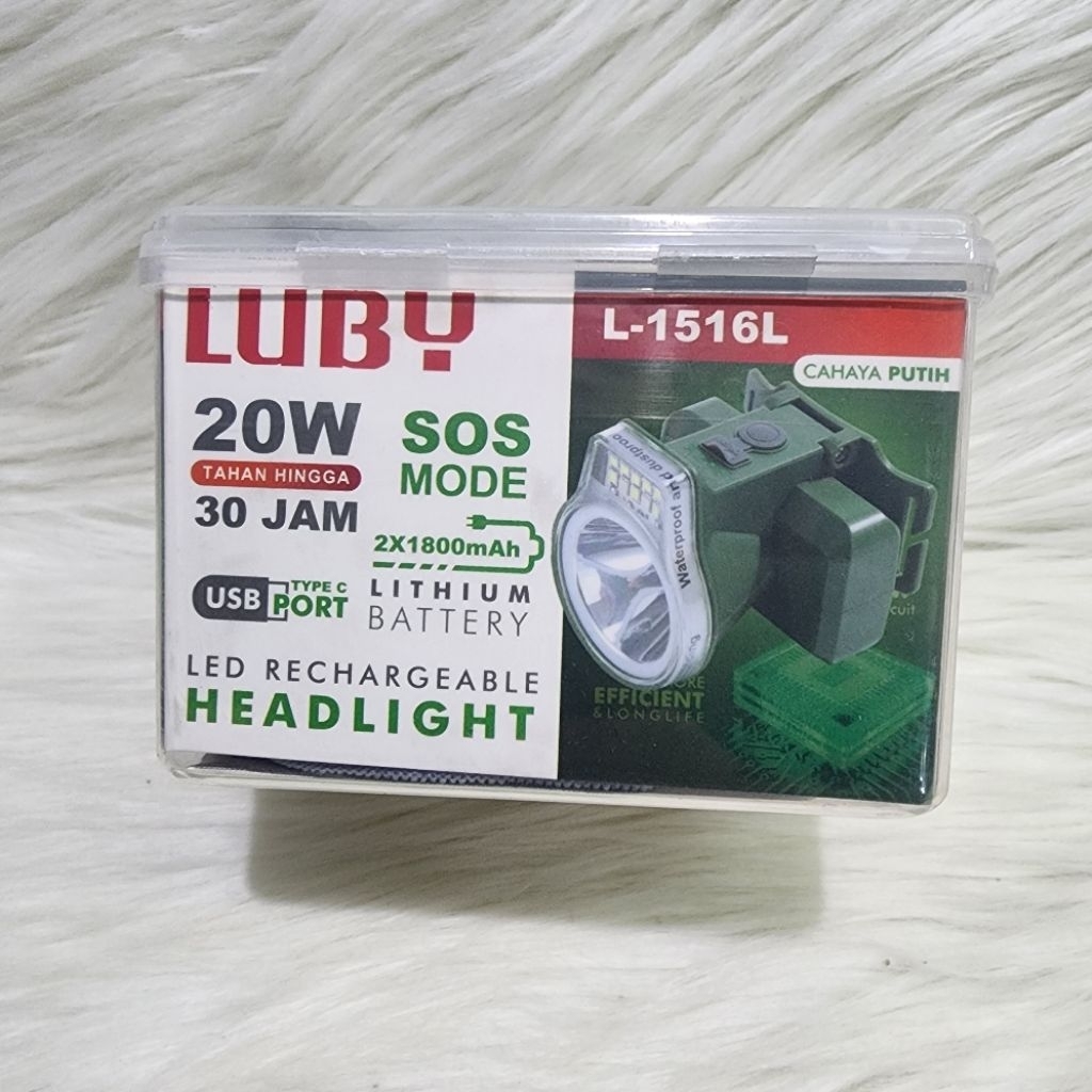 Senter Kepala Luby 20W Dual Baterai Luby L-1516L